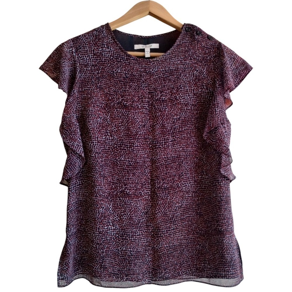 Derek Lam 10‎ Crosby Women's 8 Multicolor Printed Top Chiffon Dots Office Career